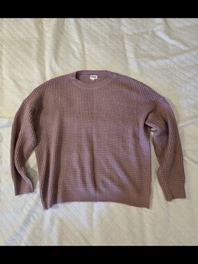 Pulse Women's Mauve Waffle Knit Crewneck Sweater